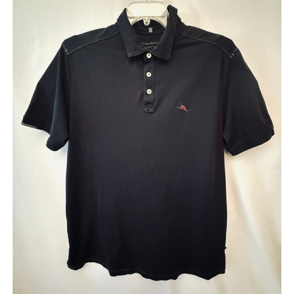 Tommy Bahama IslandZone Black Polo Shirt Mens Large 181-T215231 37.5 Tech